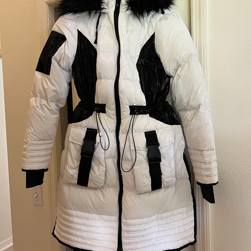 Blanc Noir Black and White Puffer Coat